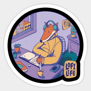 Lo-Fi Life - Fox hears music Sticker